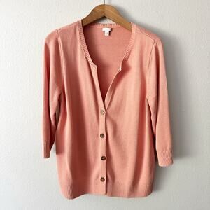 J. Jill Notch Neck 3/4 Sleeve Cardigan Sweater Women's Size XL light orange